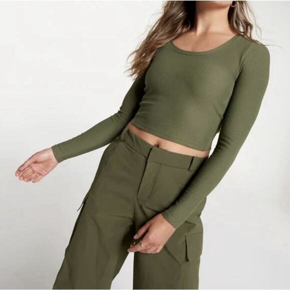 CALIA Tops - Calia by Carrie Underwood Women’s Green Ribbed Athletic Top Sz Med Long Sleeve